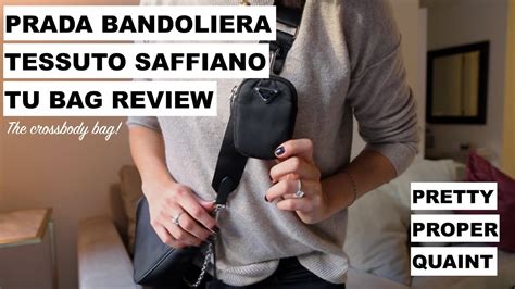 prada bandoliera tessuto saffiano|prada bandoliera tejido saffiano review.